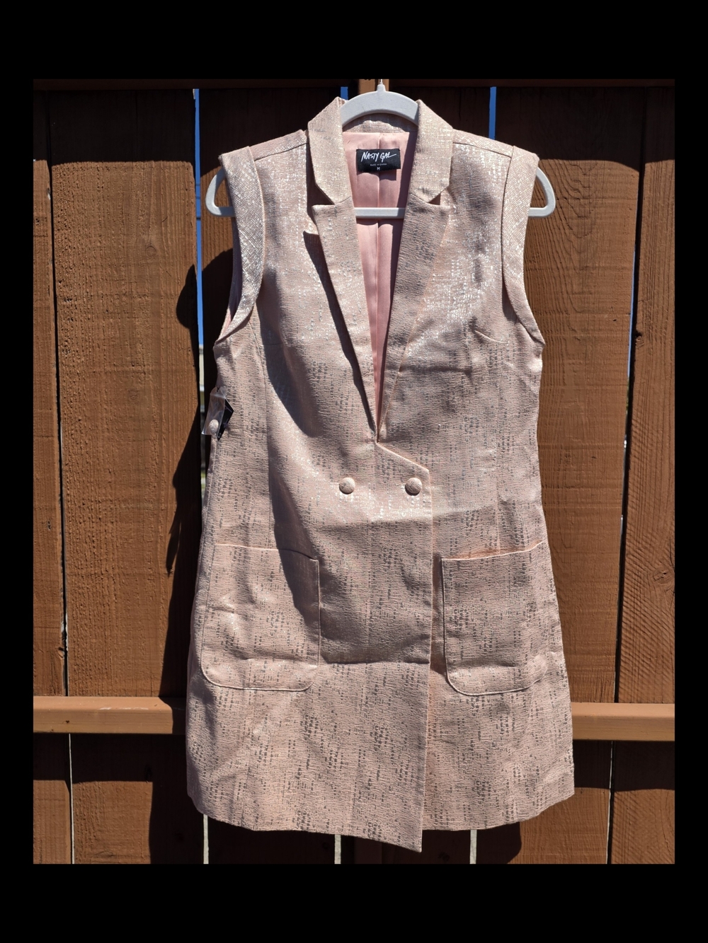 Nasty Gal Pink Textured Blazer Vest Dress